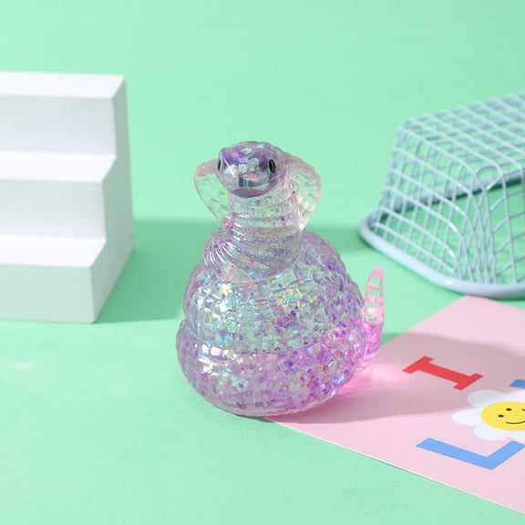 Translucent Glitter Cobra Squishy, Sparkling Snake Fidget Squishy, Hand-Pinching Sensory Toys, Soft Squeeze Decompression Dough for Adults