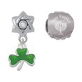 thumbnail image 1 of Translucent Green Shamrock Happy Hanukkah Charm Beads (Set of 2), 1 of 1