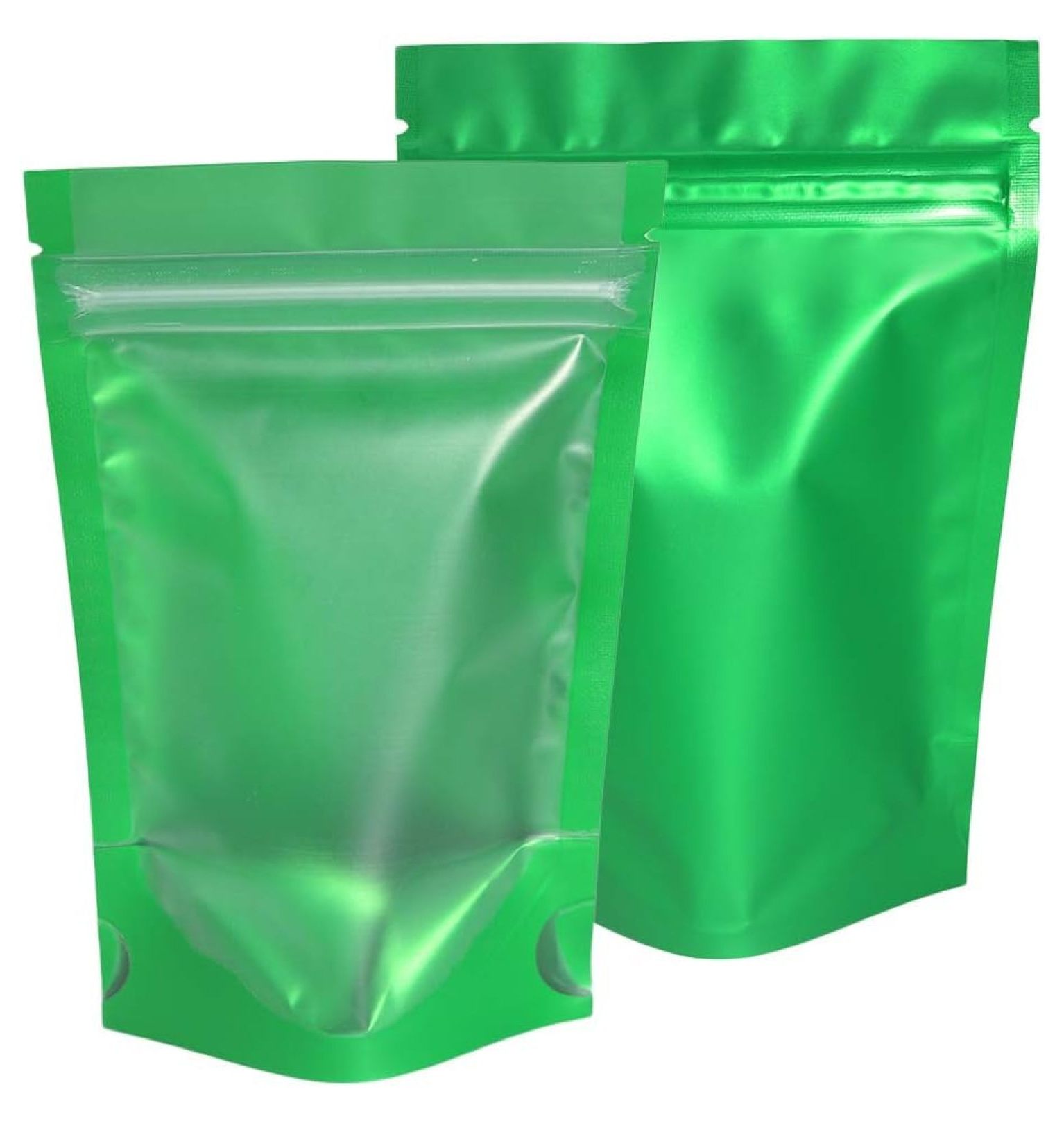 Translucent/Green Zip Seal Stand Up Heat Sealable Reusable Pouch (3" x 5", Translucent/Green