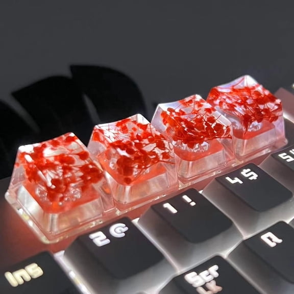 Translucent Gypsophila Dried Flower Keycaps for Cross-Axis Mechanical Keyboards -Unique and Stylish Keycap Accessories