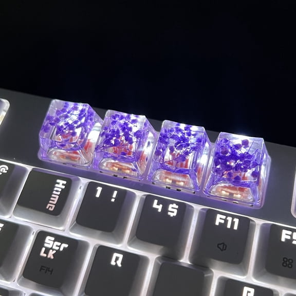 Translucent Gypsophila Dried Flower Keycaps for Cross-Axis Mechanical Keyboards -Unique and Stylish Keycap Accessories