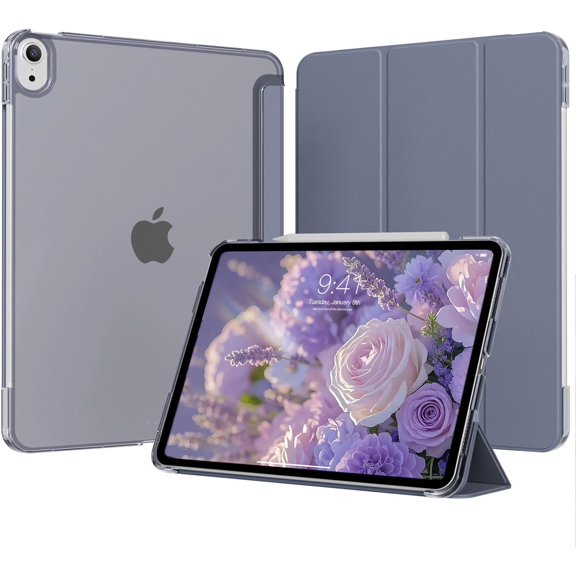 Translucent Hard PC Back Trifold Smart Cover for iPad 11 Gen A16 11" / iPad 10 Gen 10.9" 2022, Slim Shockproof Case Auto Sleep Wake,Purple