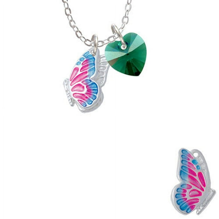 Blue and Green Crystal Heart Necklace Blue and Green Crystal Heart Necklace