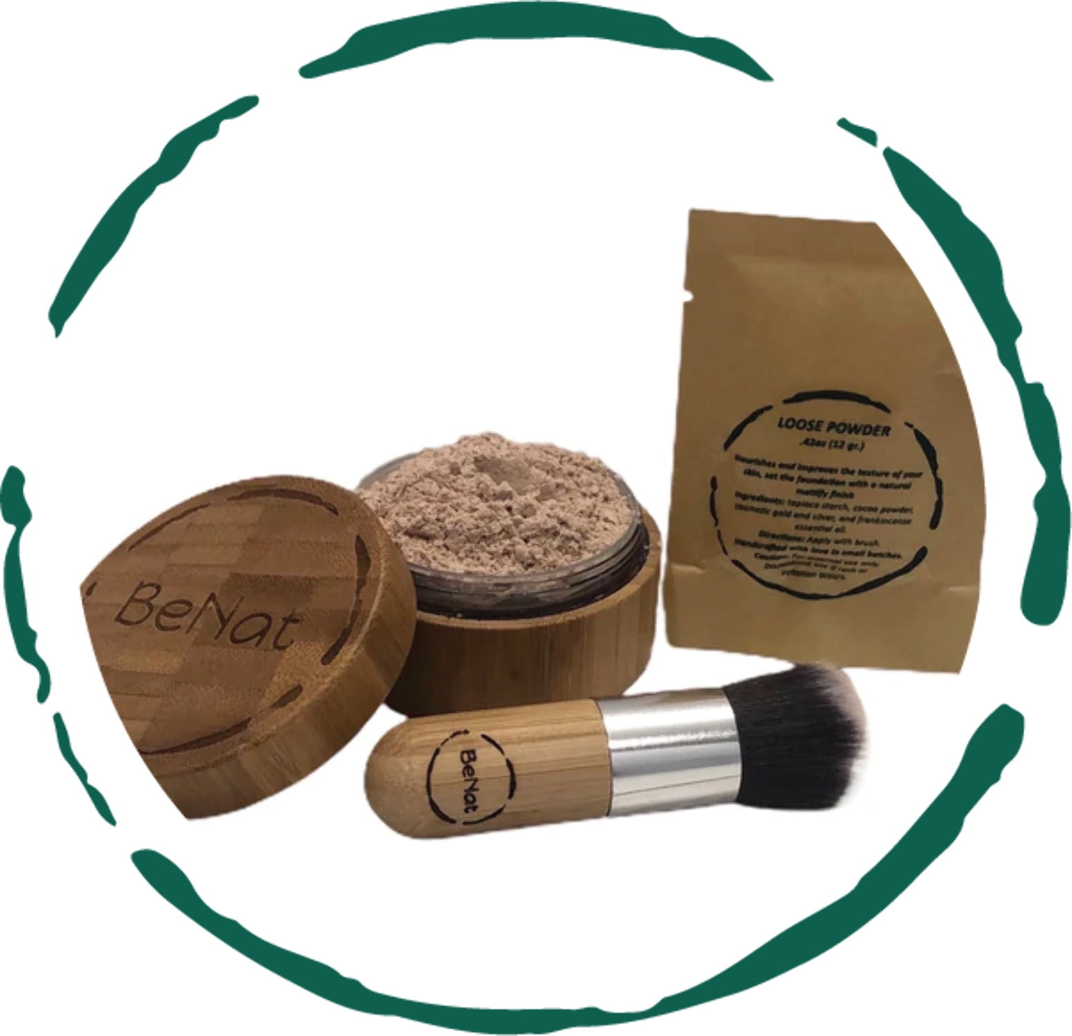 Translucent Loose Powder Set. 3-pack. All-Natural, Eco-Friendly.
