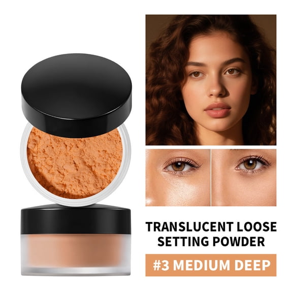 Translucent Loose Setting Powder - 3 Shades Oil Control Face Powder Long-Lasting -Free Makeup Setting With Vitamin E