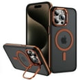 thumbnail image 1 of Translucent Magnetic Case for iPhone 16 Plus with Kickstand, Compatible with Magsafe, Built-in Camera Stash Stand, Military Drop Protection Skin Feeling Phone Cover for iPhone 16 Plus, Orange, 1 of 8