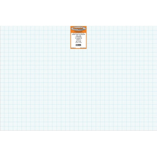 Clearprint Vellum Sheets with 4x4 Fade-Out Grid, 24x36 Inches, 16 lb., 60 GSM, 1000H 100% Cotton, 10 Sheets Per Pack, Translucent White (10204228)