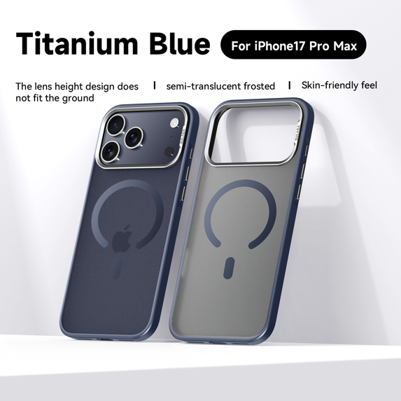 Translucent Matte Case for iPhone 17 Pro Max compatible with MagSafe – Blue