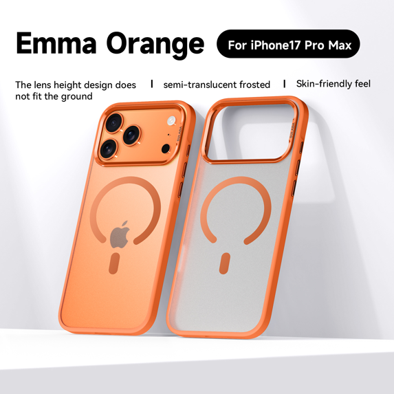 Translucent Matte Case for iPhone 17 Pro Max compatible with MagSafe – Orange
