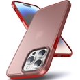 thumbnail image 1 of Translucent Matte Case for iPhone 14 Pro Max 6.7'', [Anti-Fingerprint] [Never-Yellow] [Mil-Grade Shockproof] Protective Thin Phone Case, Slim Fit Frosted Hard Back Cover with Silicone, Red, 1 of 17