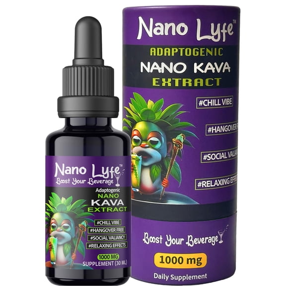 Translucent Nano Kava Extract | Nano Kava Drops | Breaks Blood/Brain Barrier | Mood Enhancement Supplement | Water Based Nano Extract for Maximum Absorption & Near Instant Effects | 1 Fl Oz