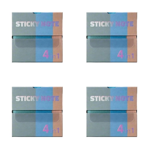 Translucent Notes 4-Box Set, 960 Sheets Total 3x3 Inch Clear PET Sticky Tabs with Dispensers, See-Through Annotation Notes for Books, Planners, and Document Review, By Cosmug