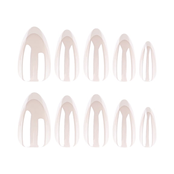 Translucent Nude Blank Nail Tips, Medium Almond Glossy Translucent Finish with Multiple Sizes, 24 Count