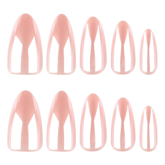 Translucent Nude Pink Blank Undecorated Medium Almond Nail Tips with Glossy Translucent Finish, Multiple Sizes, 30 Count