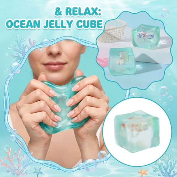 Tandlucent Translucent Ocean Cube Squishy Toy, 1Pc Tpra Maltose Squeeze Sensory ...