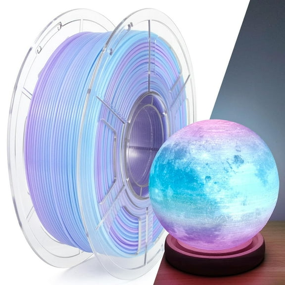 Translucent PETG 3D Printer Filament 1.75mm 1kg Blue-Purple Gradient | Dual-Color Gradient with Glossy Translucent Finish, Excellent Light Transmission for Lampshades, Home Dcor & Creative DIY