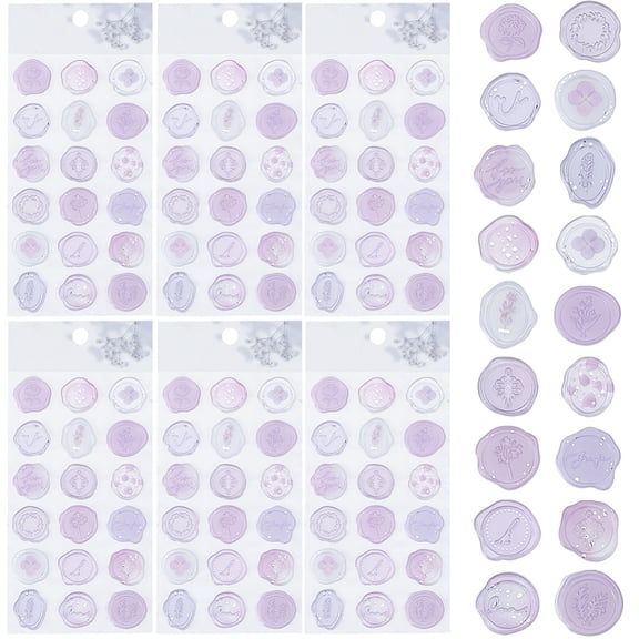 Translucent PVC Adhesive Stickers Imitation Seal Stickers For Envelope Seal Mixed Patterns Thistle 166x89x1.5mm Stickers: 22~26x20~25mm