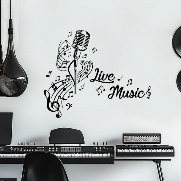 Translucent PVC Self Adhesive Wall Stickers Waterproof Building Decals for Home Living Room Bedroom Wall Decoration Musical Note 900x300+600x300mm 2 sheet/set