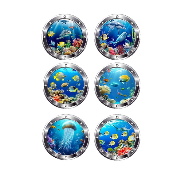 Translucent PVC Self Adhesive Wall Stickers Waterproof Building Decals Marine Organism 960x300mm 2 sheets/set