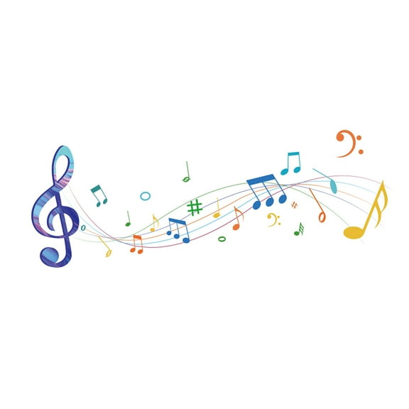 Translucent PVC Self Adhesive Wall Stickers Waterproof Building Decals Musical Note 600x300mm 2 sheets/set