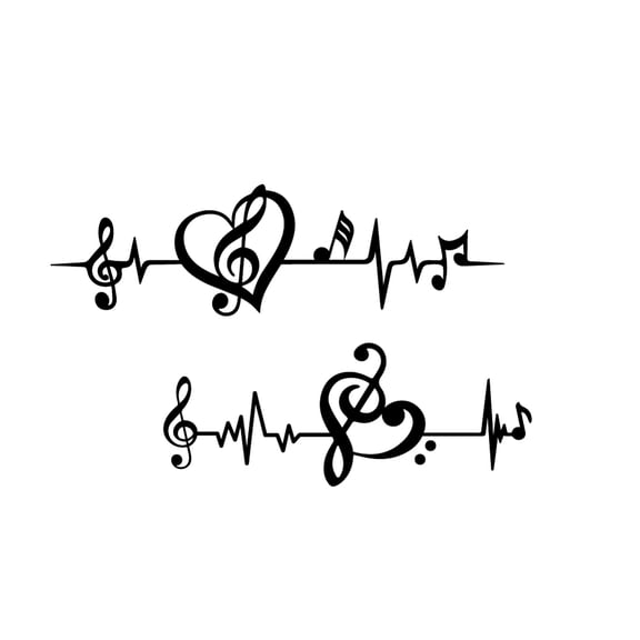 Translucent PVC Self Adhesive Wall Stickers Waterproof Building Decals Musical Note 960x300mm 2 sheets/set