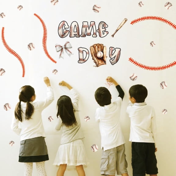 Translucent PVC Self Adhesive Wall Stickers Waterproof Building Decals for Home Living Room Bedroom Wall Decoration Baseball