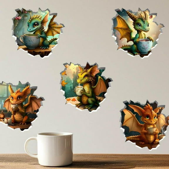 Translucent PVC Self Adhesive Wall Stickers Waterproof Building Decals for Home Living Room Bedroom Wall Decoration Dragon 600x380mm 2 sheets/set