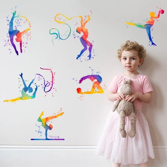 Translucent PVC Self Adhesive Wall Stickers Waterproof Building Decals for Home Living Room Bedroom Wall Decoration Gymnastics 600x300mm 2 sheets/set