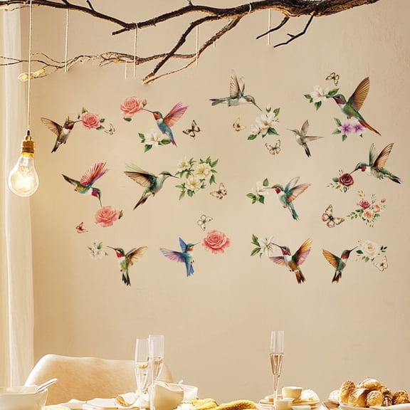 Translucent PVC Self Adhesive Wall Stickers Waterproof Building Decals for Home Living Room Bedroom Wall Decoration Hummingbird