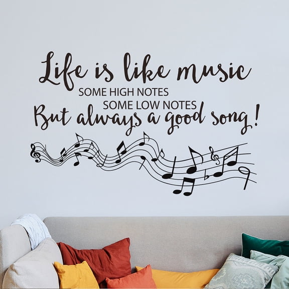 Translucent PVC Self Adhesive Wall Stickers Waterproof Building Decals for Home Living Room Bedroom Wall Decoration Musical Note 960x300mm Plastic