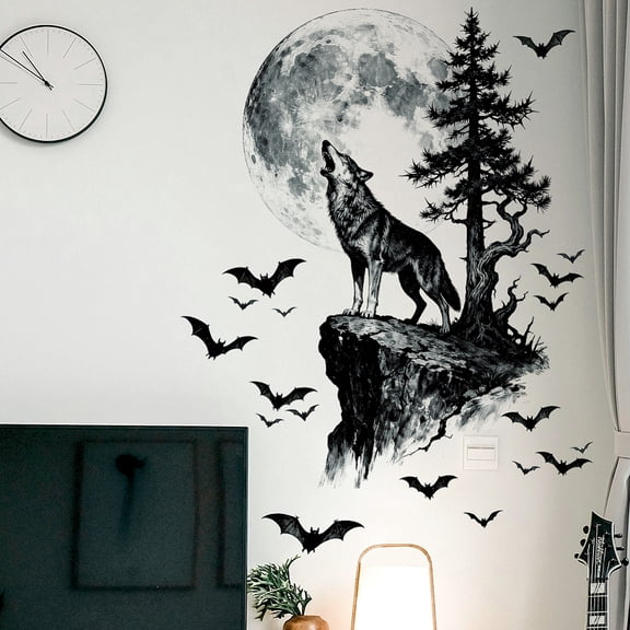 Translucent PVC Self Adhesive Wall Stickers Waterproof Building Decals for Home Living Room Bedroom Wall Decoration Wolf 960x300mm for DIY