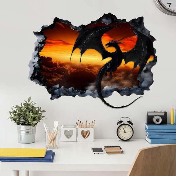 Translucent PVC Self Adhesive Wall Stickers Waterproof Decals for Home Living Room Bedroom Wall Decoration Dragon 300x800mm 2pcs/set for DIY