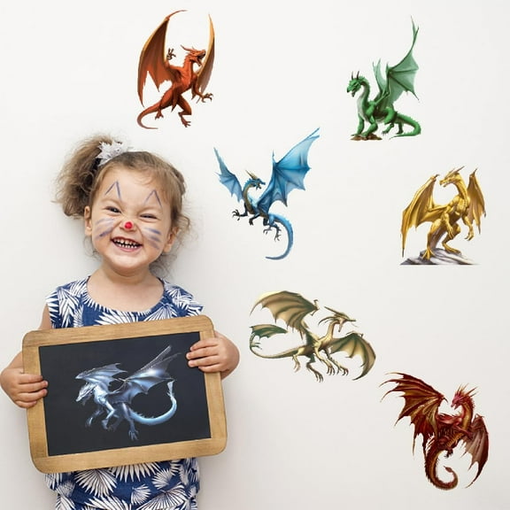 Translucent PVC Self Adhesive Wall Stickers Waterproof Decals for Home Living Room Bedroom Wall Decoration Dragon 900x300mm 3 sheets/set.