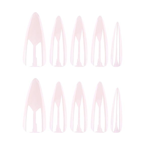 Translucent Pink White Nail Tips, Long Stiletto Pointed Shape Glossy Finish Artificial Nails with Multiple Sizes, 24 Count