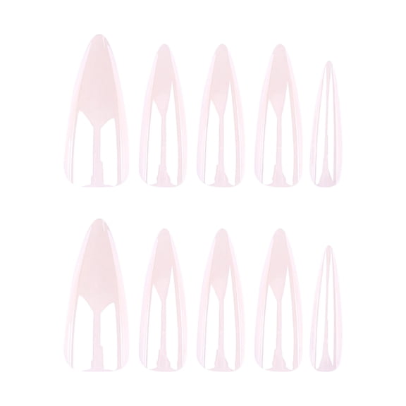 Translucent Pink White Nail Tips, Long Stiletto Pointed Shape Glossy Finish Artificial Nails with Multiple Sizes, 24 Count