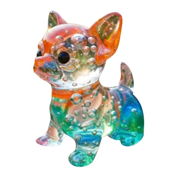 Translucent Puppy Figurine Sculpture Desktop Ornament with Light Refraction Effect