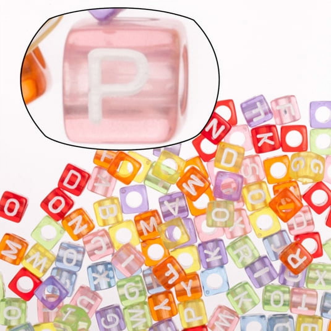 Square Letter Beads Mixed Colors 6mm plastic alphabet bead