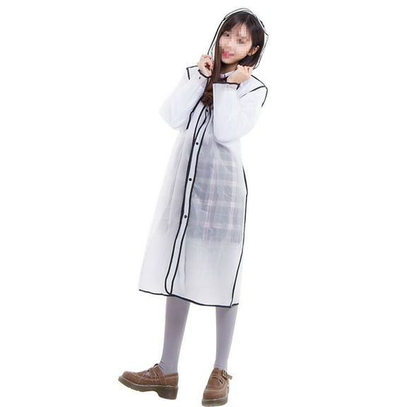 Translucent Raincoat EVA Rain Poncho Fashion Waterproof Raincoat Adjustable Hooded Long Rainwear for Climbing Travel Adult Outdoor- Size XXL