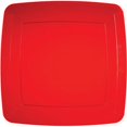 thumbnail image 1 of Translucent Red Square Plastic Banquet Plates 8 Count for 8 Guests, 1 of 2