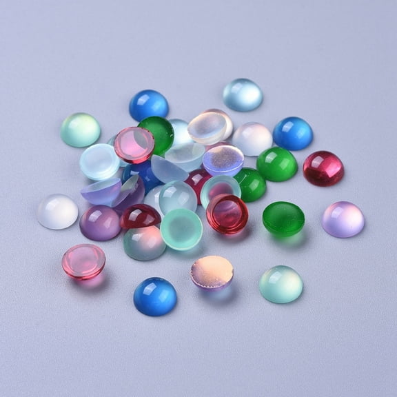 Translucent Resin Cabochons Half Round/Dome Mixed Color 10x4.5mm DIY