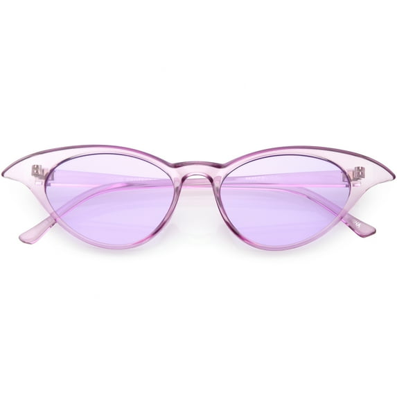 Translucent Retro Cat Eye Sunglasses Color Tinted Lens 52mm (Purple)