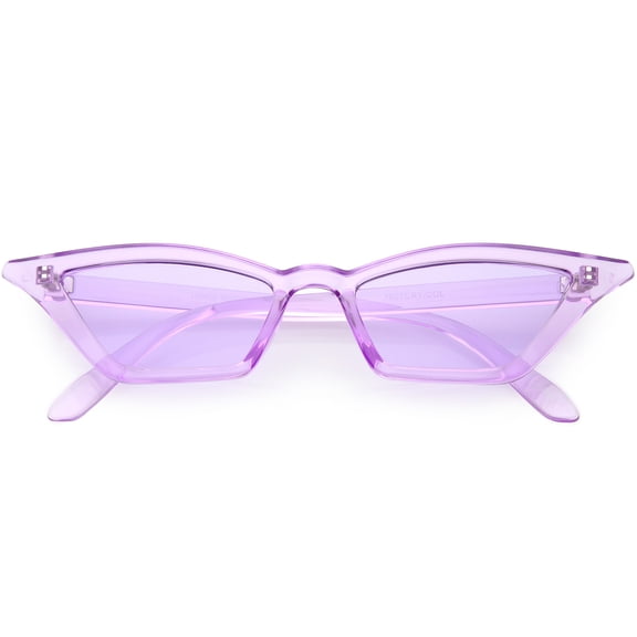 Translucent Retro Cat Eye Sunglasses For Women Color Tinted Lens 50mm (Purple)