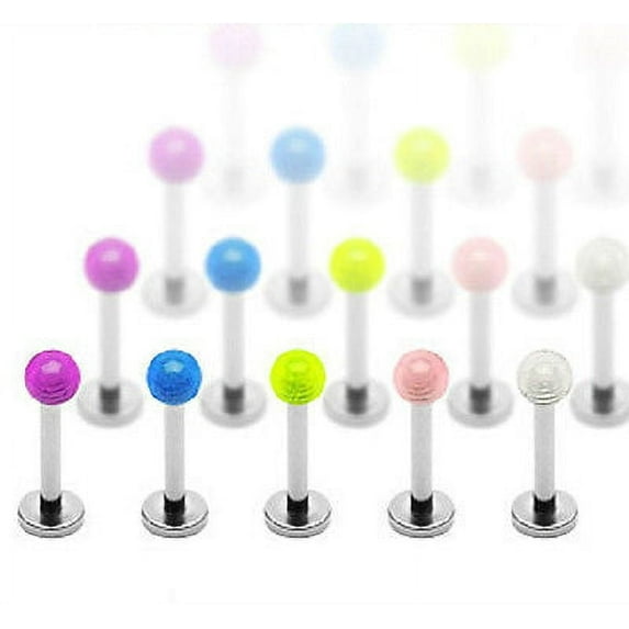 Translucent/See Through Lip Ring Flat Back 16G (1.2mm) Acrylic (Neon Green)
