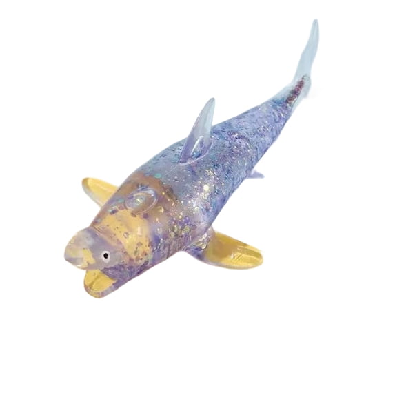 Translucent Shark Maltose Squishy, Squishy for Adult Office Use, Glitter Sequin Infused TPR Tactile Gadget, Fish Shaped Desktop Accessory, Multi Color Portable Handheld Decor