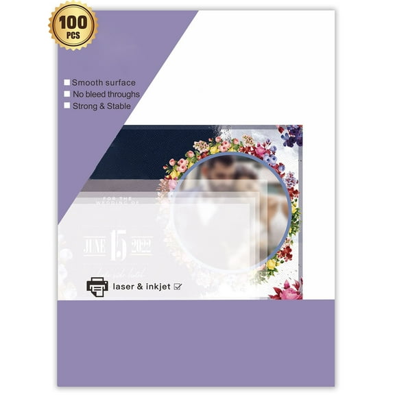 Translucent Printable Vellum 100GSM 8.5x11, Heavyweight Paper for Wedding Decor, Photo Overlays, Rubber Stamping, 50 Sheets, White