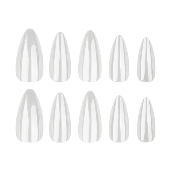 Translucent White Stiletto Nail Tips, Long Pointed Glossy Translucent Finish with Multiple Sizes, 24 Count