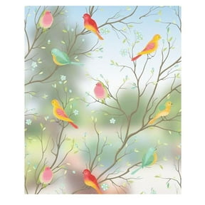 Translucent Window Film Decorative Stained Glass Window Film Bird Patterned Privacy Film 45*300cm Window Film Sun Blocking