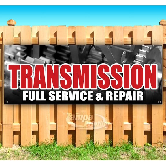 Transmission Full Service & Repair 13 oz Vinyl Banner With Metal Grommets