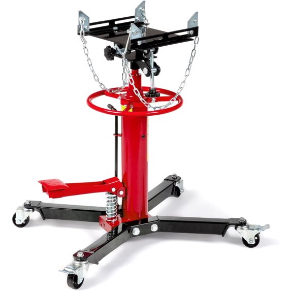 Transmission Jack, 1,100 lbs 1/2-Ton Hydraulic 2-Stage High Lift Vertical Telescoping Floor Jack Stand, 34" to 68" Lifting Range, w/Pedal, 360° Swivel Wheels, Garage/Shop Lift Hoist