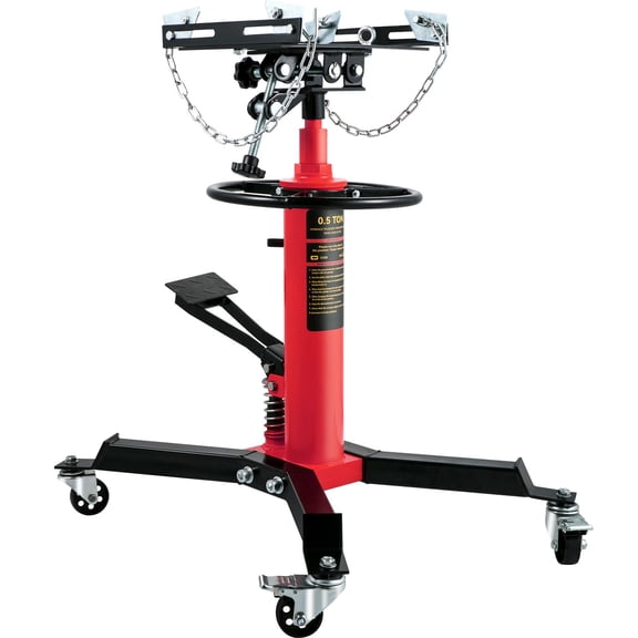 Transmission Jack,1/2Ton/1100lbs Capacity Hydraulic Telescopic Transmission Jack, 2-Stage Floor Jack Stand with Foot Pedal, 360 Swivel Wheel, Garage/Shop Lift Hoist, Red